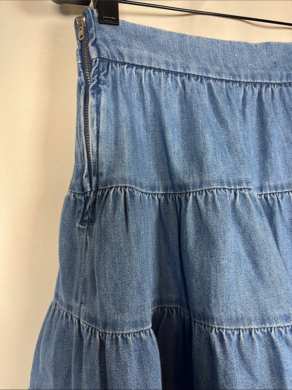 SANDRO NEW fanfan denim ruffle tiered western skirt US SZ S/4 - Picture 5 of 9